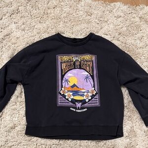 Roxy Black Sweatshirt with Graphic Crewneck